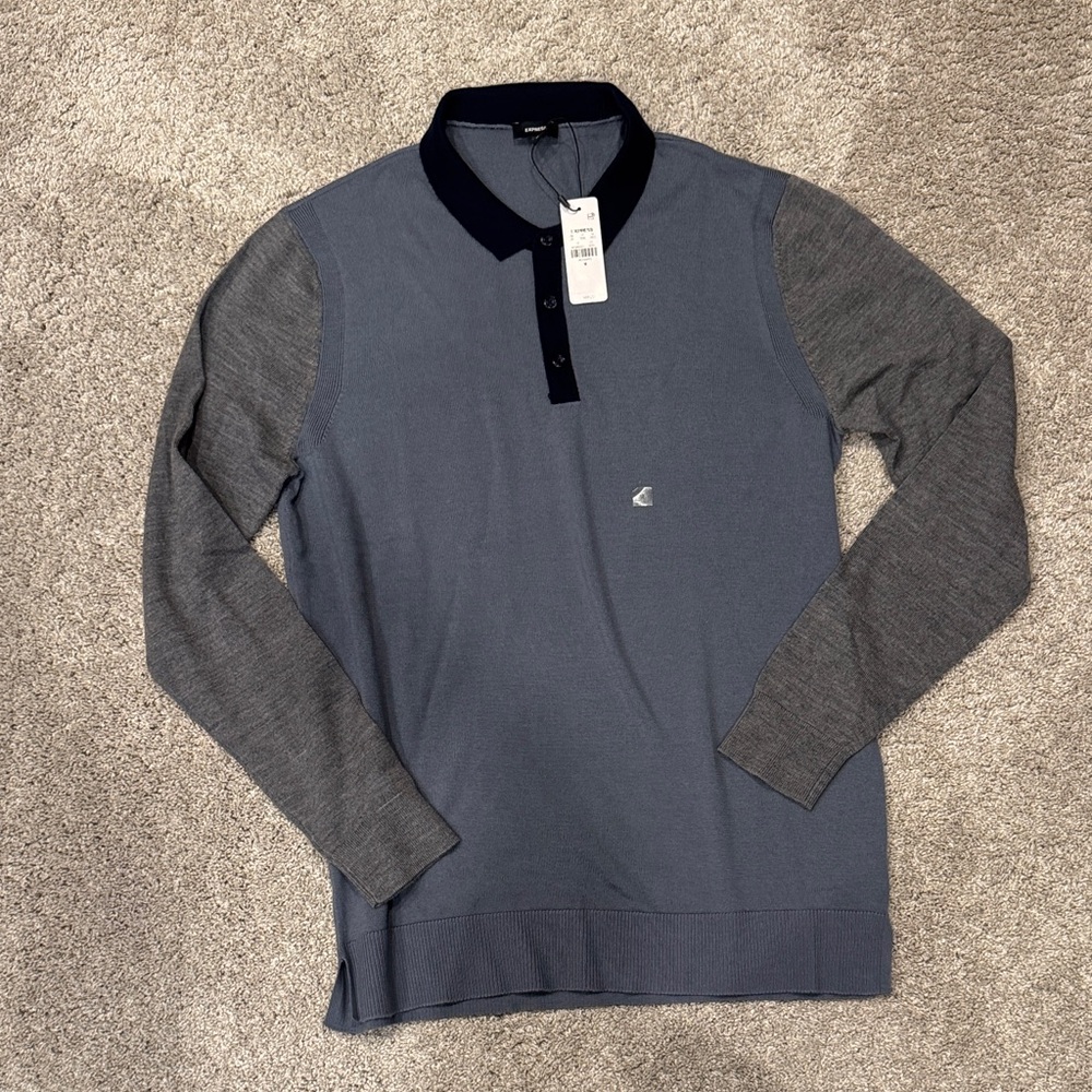 Express Blue and Gray Dress Shirt